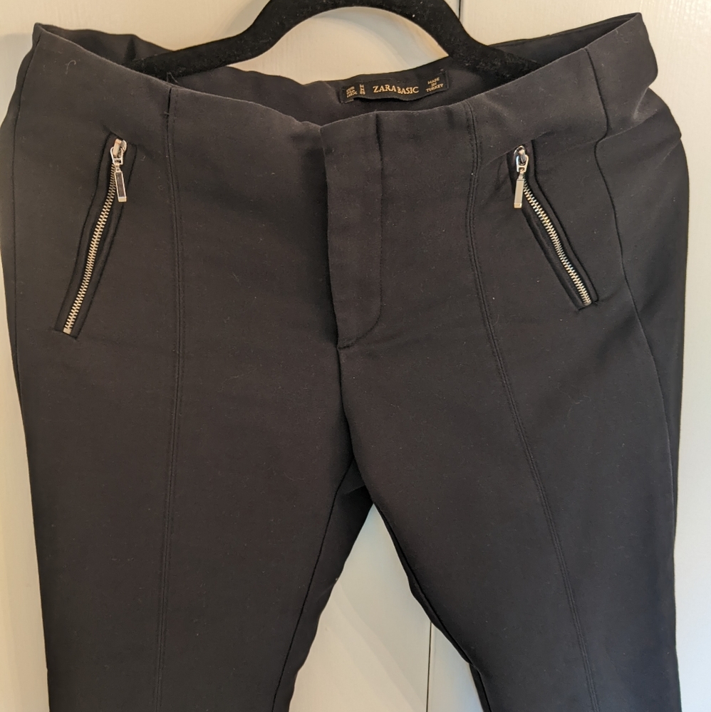 Zara Mid Rise Black Pants - Medium